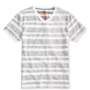 American Rag Gray & White V neck Striped Shirt